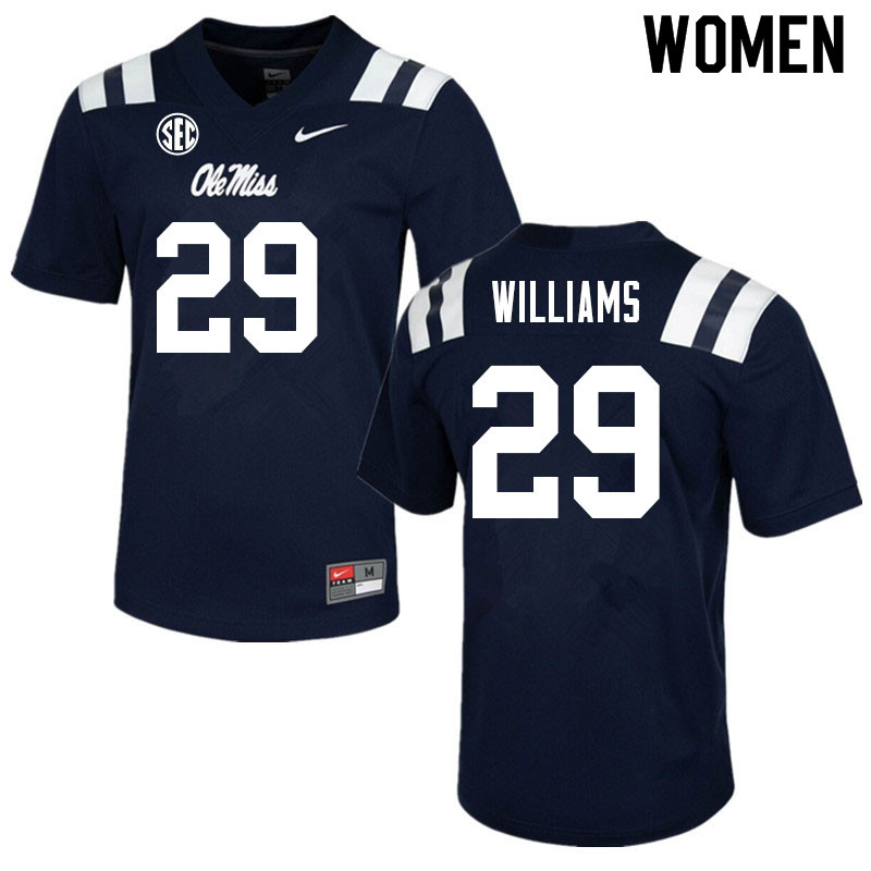 Demarko Williams Ole Miss Rebels NCAA Women's Navy #29 Stitched Limited College Football Jersey CDF1658QU